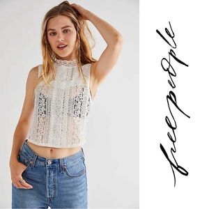Free People Tea Party Lace Crop Tank